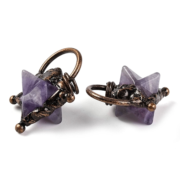 Natürliche Amethyst Merkaba Stern Anhänger