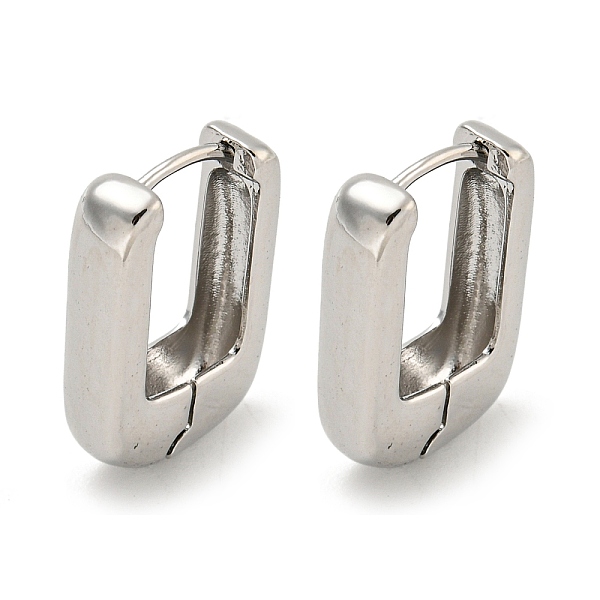 

PandaHall Brass Hoop Earrings, Real Platinum Plated, 18x4.5mm Brass Rectangle