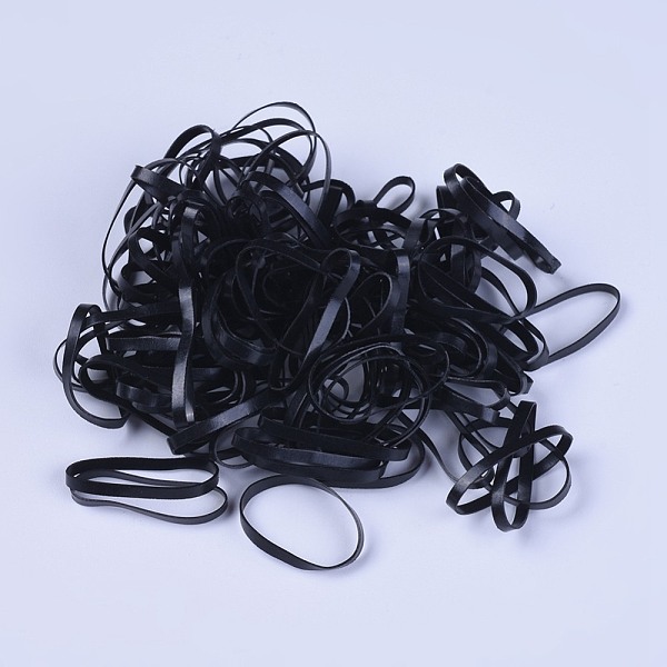 

PandaHall Disposable Elastic Hair Rubber Bands, Black, 2x0.4mm, Inner Diameter: 20mm, about 500pcs/box Synthetic Rubber Black