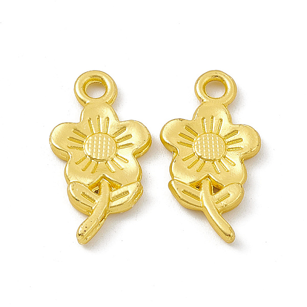 

PandaHall Rack Plating Alloy Pendants, Cadmium Free & Lead Free & Nickle Free, Flower Charms, Matte Gold Color, 21x11x2mm, Hole: 2mm Alloy...
