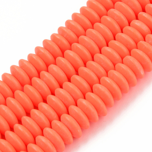 

PandaHall Handmade Polymer Clay Beads Strands, Flat Round, Orange Red, 8.5~9x3.5mm, Hole: 1.6mm, about 112pcs/strand, 15.75 inch~16.14 inch...