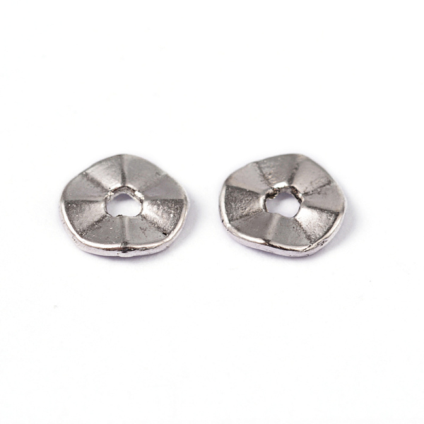 PandaHall Tibetan Style Spacer Beads, Lead Free, Flat Round, Antique Silver Color, Size: about 7mm in diameter, 1mm thick, Hole: 1mm Alloy...