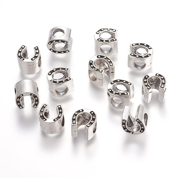 

PandaHall Tibetan Style Alloy European Large Hole Beads, Horseshoe, Cadmium Free & Lead Free , Antique Silver, 10.5x9x8mm, Hole: 5mm Alloy...