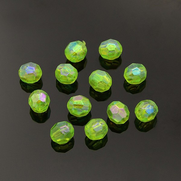 

PandaHall Eco-Friendly Transparent Acrylic Beads, Faceted, Round, AB Color, Lawn Green, 8mm, Hole: 1.5mm, about 2000pcs/500g Acrylic Round...