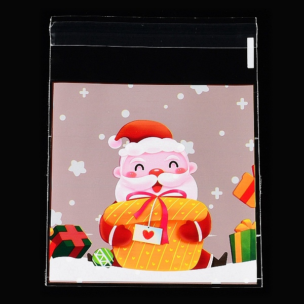

PandaHall Christmas Theme Plastic Bakeware Bag, with Self-adhesive, for Chocolate, Candy, Cookies, Square with Santa Claus & Snowman, Mixed..., Multicolor