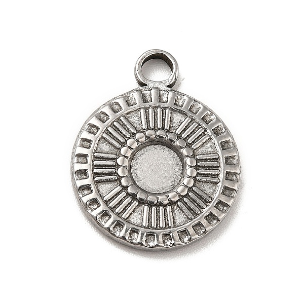 

PandaHall 304 Stainless Steel Pendant Cabochon Settings, Flat Round with Flower, Stainless Steel Color, Tray: 5mm, 19x15.5x2mm, Hole: 2.5mm...