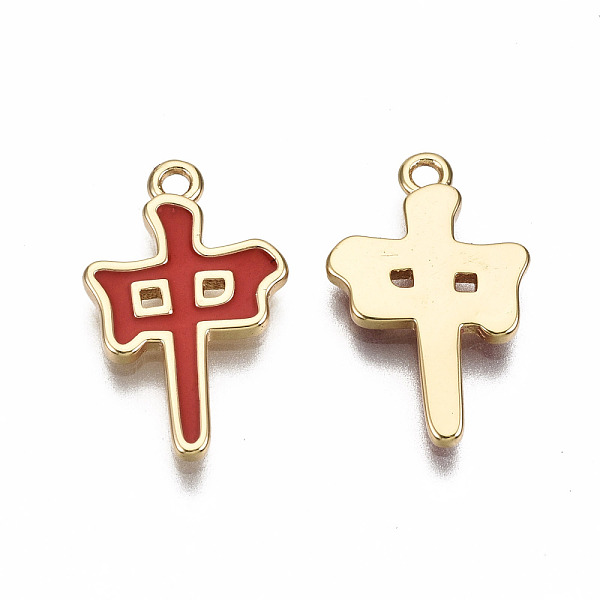 

PandaHall Brass Enamel Pendants, Nickel Free, Real 18K Gold Plated, Chinese Character " Centre ", Red, 17x11x1.5mm, Hole: 1.2mm Brass+Enamel...