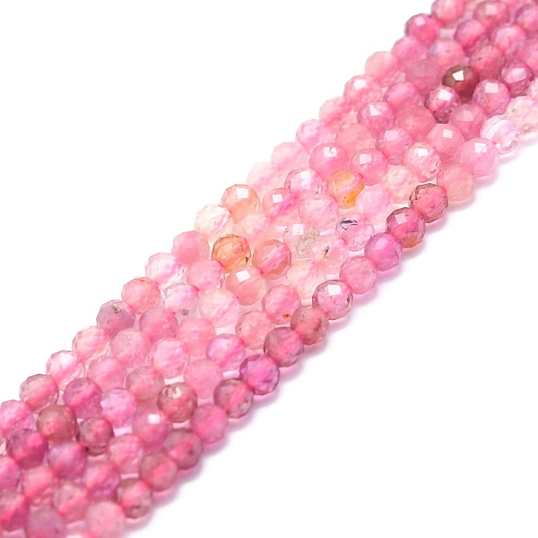 

PandaHall Natural Pink Tourmaline Beads Strands, Faceted, Round, 3mm, Hole: 0.7mm, about 132pcs/strand, 15.16''~15.55''(38.5~39.5cm)...