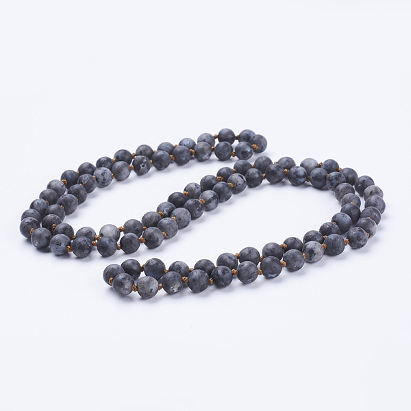 

PandaHall Natural Larvikite Beaded Necklaces, Frosted, Round, 36 inch(91.44cm) Larvikite
