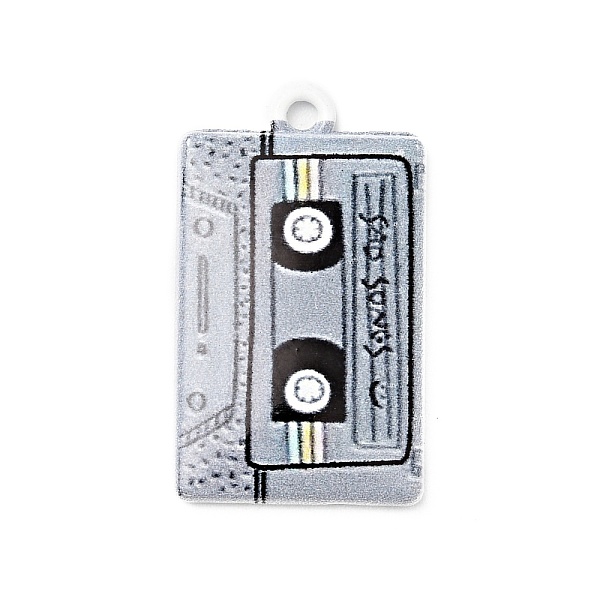 

PandaHall Printed Alloy Pendants, Cassette Tape, Platinum, Light Grey, 25.5x14.5x2.5mm, Hole: 1.6mm Alloy Rectangle