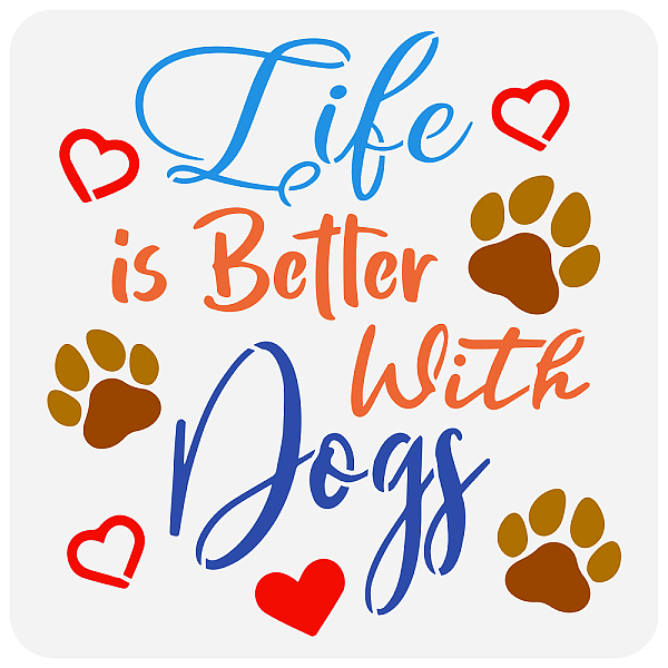 

PandaHall FINGERINSPIRE Life is Better with Dogs Stencil for Painting 11.8x11.8 inch Large Words Letters Painting Stencil Reusable Dog Paw...