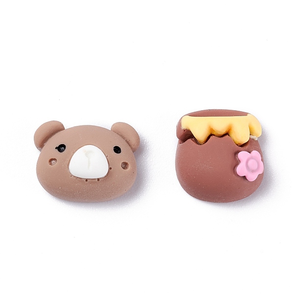 

PandaHall Opaque Resin Cabochons, Bear & Honey Jar, Tan, Bear: 10x13.5x7mm, Jar: 12.5x11.5x6mm. Resin Bear Orange