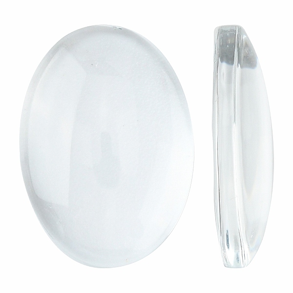 

PandaHall Transparent Oval Glass Cabochons, Clear, 18x13x4~5mm Glass Oval Clear
