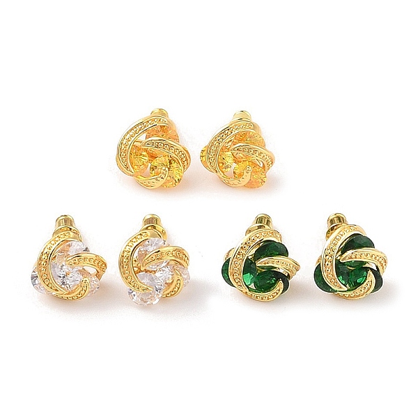 Aretes de latón chapado en rack con micro pavé de circonitas cúbicas