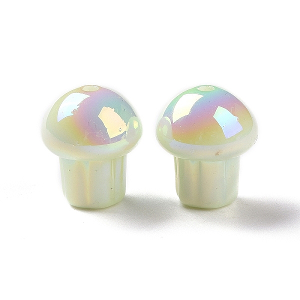 

PandaHall UV Plating Rainbow Iridescent Opaque Acrylic Beads, Mushroom, Light Green, 14.5x12.5mm, Hole: 1.6mm Acrylic Mushroom