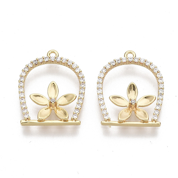 

PandaHall Brass Micro Pave Clear Cubic Zirconia Pendants, Flower, Nickel Free, Real 18K Gold Plated, 16x13x2.5mm, Hole: 1mm Brass+Cubic...