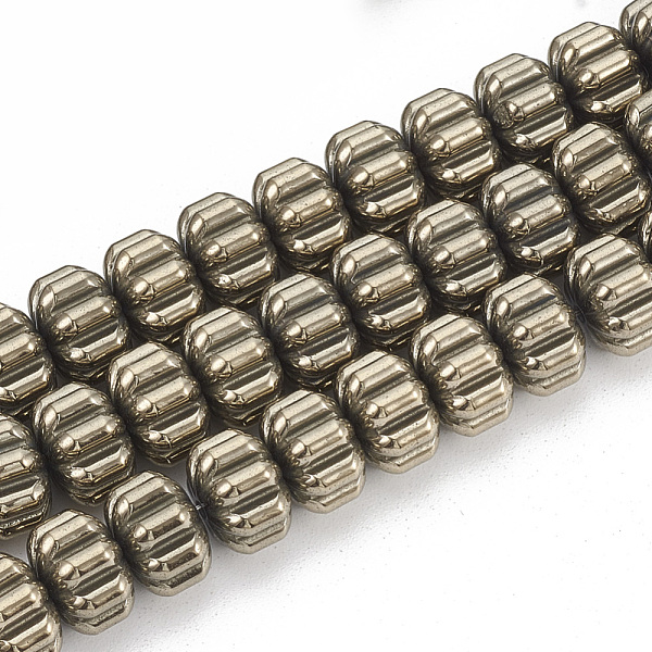 Electroplate Non-magnetic Synthetic Hematite Corrugated Beads Strands