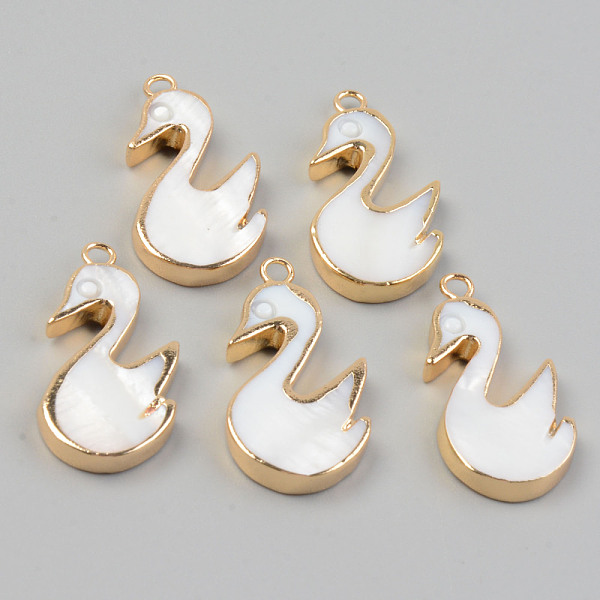 

PandaHall Electroplate Natural Freshwater Shell Pendants, with Golden Brass Findings, Swan, Seashell Color, 28.5x15x3.5mm, Hole: 2mm...