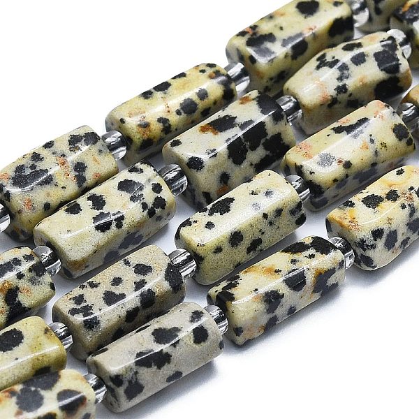 

PandaHall Natural Dalmatian Jasper Beads Strands, with Seed Beads, Faceted, Column, 12~13x6~8x6~8mm, Hole: 1mm, about 28pcs/strand...