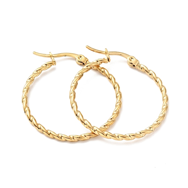 

PandaHall Vacuum Plating 201 Stainless Steel Twist Rope Hoop Earrings with 304 Stainless Steel Pins for Women, Golden, 29.5x2mm, Pin: 0.6mm...