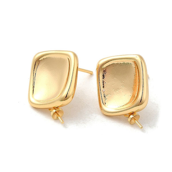 

PandaHall Square Brass Stud Earring Findings, with 925 Sterling Silver Pins, for Half Drilled Beads, Real 18K Gold Plated, 17.5x12mm, Pin...