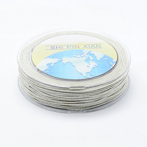

PandaHall Polyester Thread, Metallic String Thread For Jewelry Making, Silver, 1mm, about 32.8 yards(30m)/roll Polyester Silver