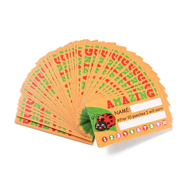 

PandaHall Rectangle Paper Reward Incentive Card, Punch Cards for Students Incentive Awards Supplies, Insect Pattern, 90x50x0.3mm Paper...