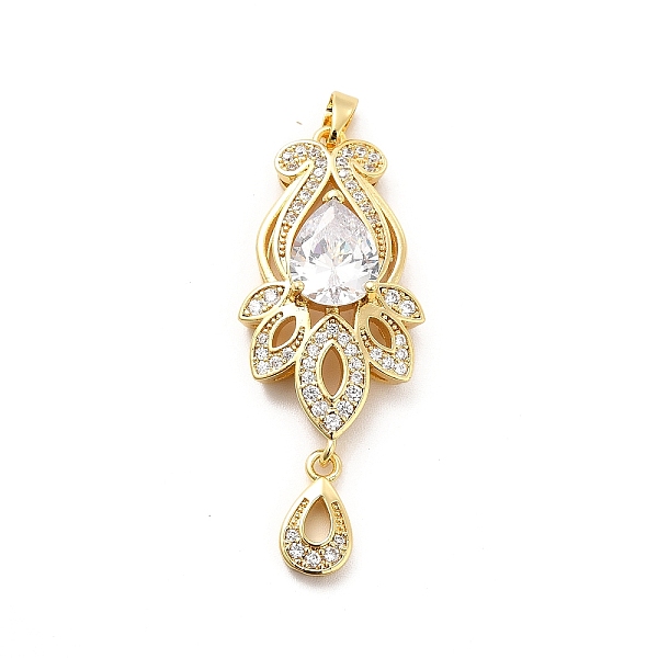 

PandaHall Brass Micro Pave Clear Cubic Zirconia Pendants, with Glass, Flower, Real 18K Gold Plated, 44x17x7mm, Hole: 5x2.5mm Brass+Glass...