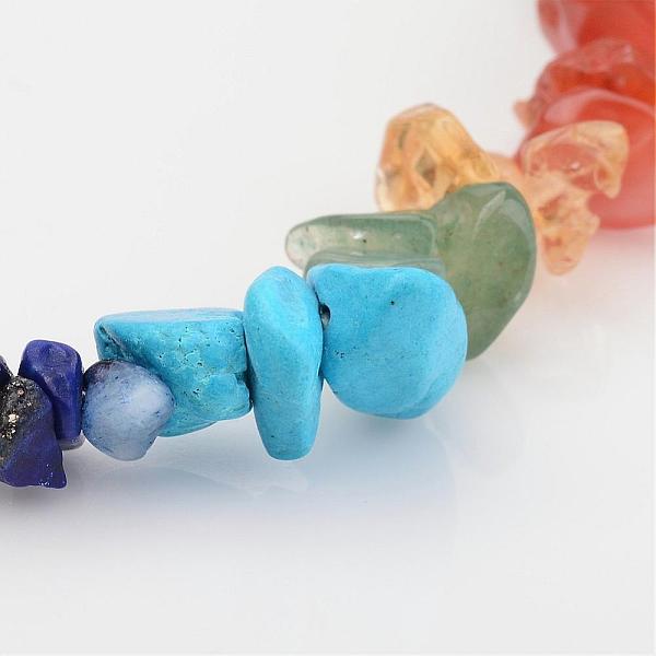 

PandaHall Chakra Wood Beaded Stretch Bracelets, with Natural Gemstone Beads, Colorful, Inner Diameter: 2 inch(5.2cm) Wood