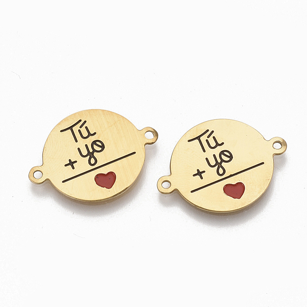 

PandaHall 304 Stainless Steel Links connectors, with Enamel, Flat Round, Golden, 16x21x1mm, Hole: 1mm 304 Stainless Steel Flat Round Red