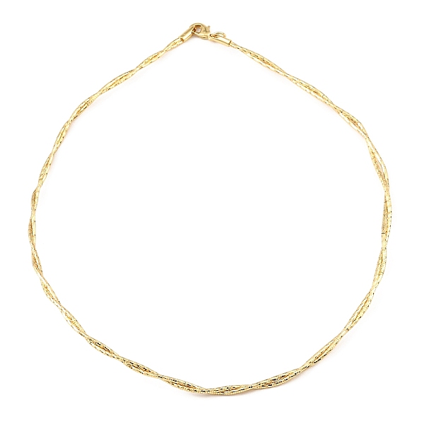 

PandaHall Brass Chain Necklaces, Twist Necklace, with Lobster Claw Clasp, Real 14K Gold Plated, 17-1/8 inch(43.5cm) Brass Twist