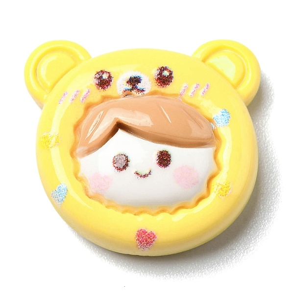 

PandaHall Cute Cartoon Opaque Resin Cabochons, Human, 18x19x7.5mm Resin Human Yellow
