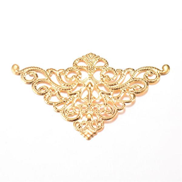 

PandaHall Iron Links, Etched Metal Embellishments, Triangle, Light Gold, 48.5x76.5x1mm, Hole: 1mm Iron Triangle