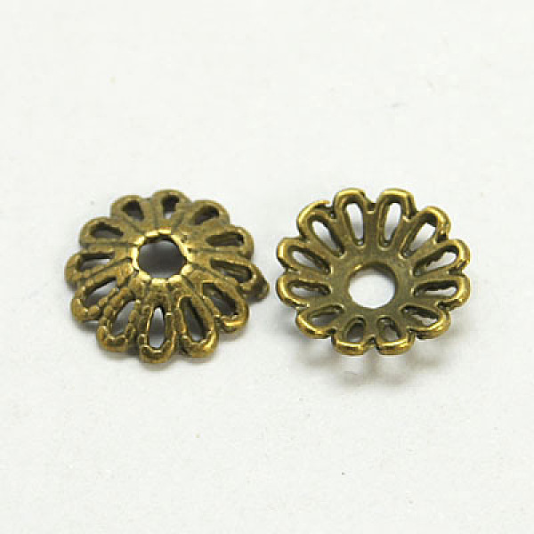 

PandaHall Tibetan Style Alloy Caps, Lead Free & Cadmium Free, Antique Bronze, 12x3mm, Hole: 2.5mm Alloy