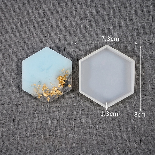 

PandaHall Hexagon Cup Mat Silicone Molds, Resin Casting Coaster Molds, For UV Resin, Epoxy Resin Craft Making, Hexagon, 80x73x13mm Silicone..., White