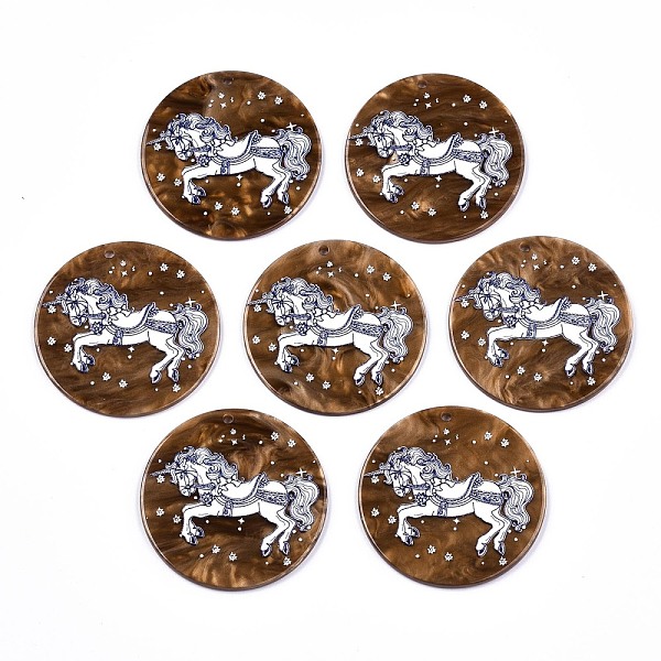 

PandaHall Acrylic Pendants, 3D Printed, Flat Round with Unicorn Pattern, Saddle Brown, 38x2.5mm, Hole: 1.8mm Acrylic Flat Round