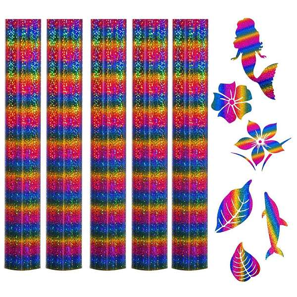 

PandaHall 5 Sheets Transfer Vinyl Sheets, Iron On Vinyl for T-Shirt, for Clothes Fabric Decoration, Rectangle, Colorful, 30x25x0.02cm...