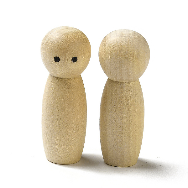

PandaHall Unfinished Wooden Peg Dolls Display Decorations, for Painting Craft Art Projects, Beige, 16x45mm Wood Eye Yellow