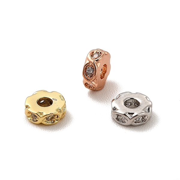 

PandaHall Rack Plating Brass Micro Pave Cubic Zirconia Beads, Long-Lasting Plated, Cadmium Free & Lead Free, Flat Round with Infinity, Mixed..., Clear