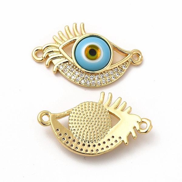 

PandaHall Rack Plating Real 18K Gold Plated Brass Micro Pave Clear Cubic Zirconia Connector Charms, Eye Links with Handmade Lampwork...