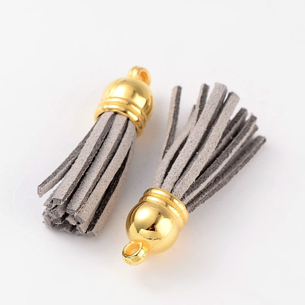 

PandaHall Suede Tassels, with CCB Plastic Findings, Nice for DIY Earring or Cell Phone Straps Making, Golden, Dark Gray, 38x10mm, Hole: 2mm...