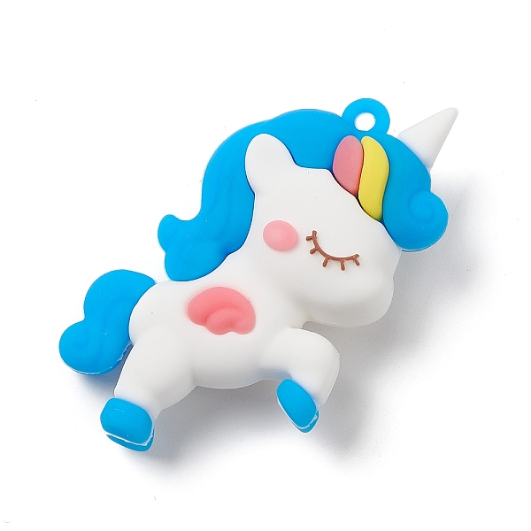 

PandaHall PVC Plastic Cartoon Pendants, for DIY Keychain Making, Unicorn Charm, Royal Blue, 61x37x14.5mm, Hole: 3.5mm PVC Unicorn