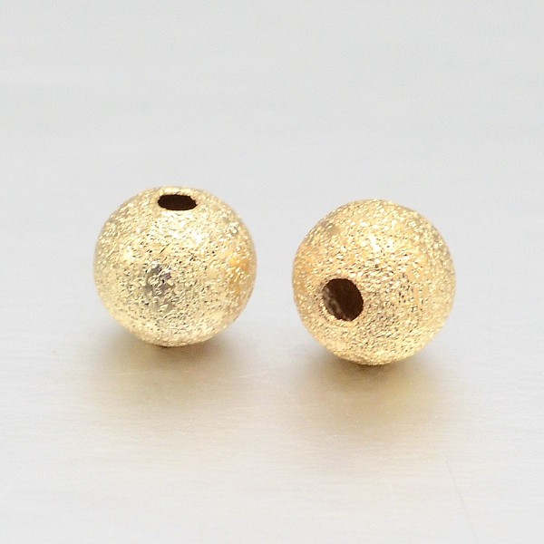 

PandaHall Real 18K Gold Plated Brass Textured Round Beads, Lead Free & Cadmium Free & Nickel Free, 4mm, Hole: 1mm Brass Round