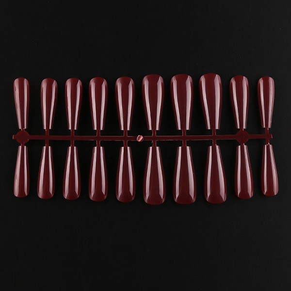 PandaHall Solid Color Plastic Seamless Toe False Nail, Practice Manicure Nail Art Tool, Dark Red, 26~32x6~13mm, 20pcs/set. Plastic None