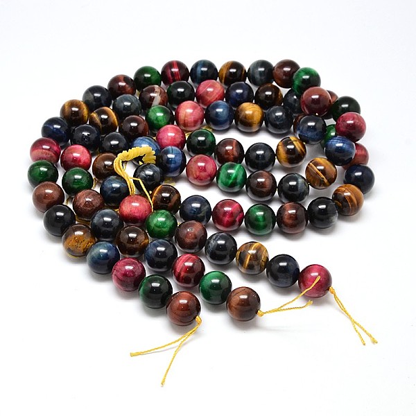 

PandaHall Natural Tiger Eye Beads Strands, Dyed, Round, 10mm, Hole: 1mm, about 40pcs/strand, 15.7 inch Tiger Eye Round