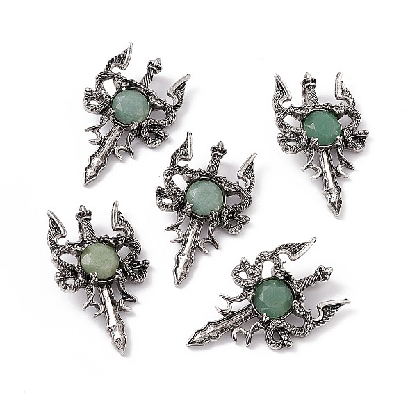 

PandaHall Natural Green Aventurine Pendants, Sword Charms, with Rack Plating Antique Silver Tone Alloy Findings, Cadmium Free & Lead Free...