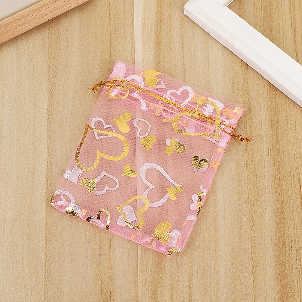 

PandaHall Rectangle Organza Drawstring Gift Bags, Gold Stamping Heart Pouches for Wedding Party Gift Storage, Pink, 12x9cm Organza Rectangle...