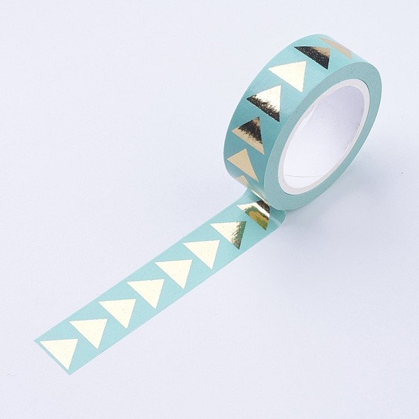 

PandaHall DIY Scrapbook Decorative Paper Tapes, Adhesive Tapes, Triangle, Green, 15mm Paper Green