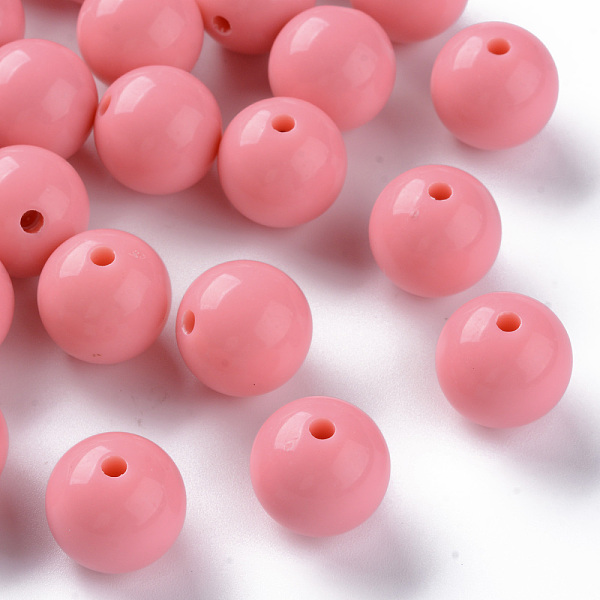 

PandaHall Opaque Acrylic Beads, Round, Salmon, 16x15mm, Hole: 2.8mm, about 220pcs/500g Acrylic Round Red