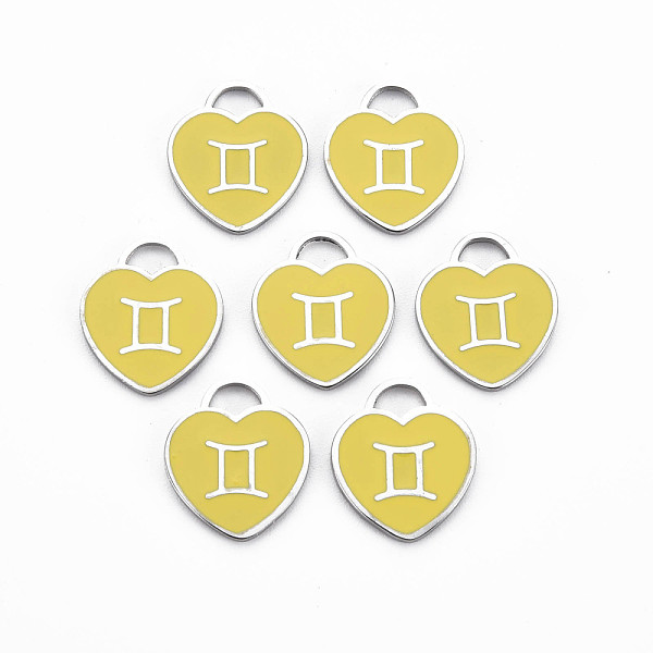 

PandaHall 304 Stainless Steel Pendants, with Enamel, Heart with 12 Constellations, Gemini, 16.5x14.5x1.5mm, Hole: 3x3.5mm Stainless..., Gold